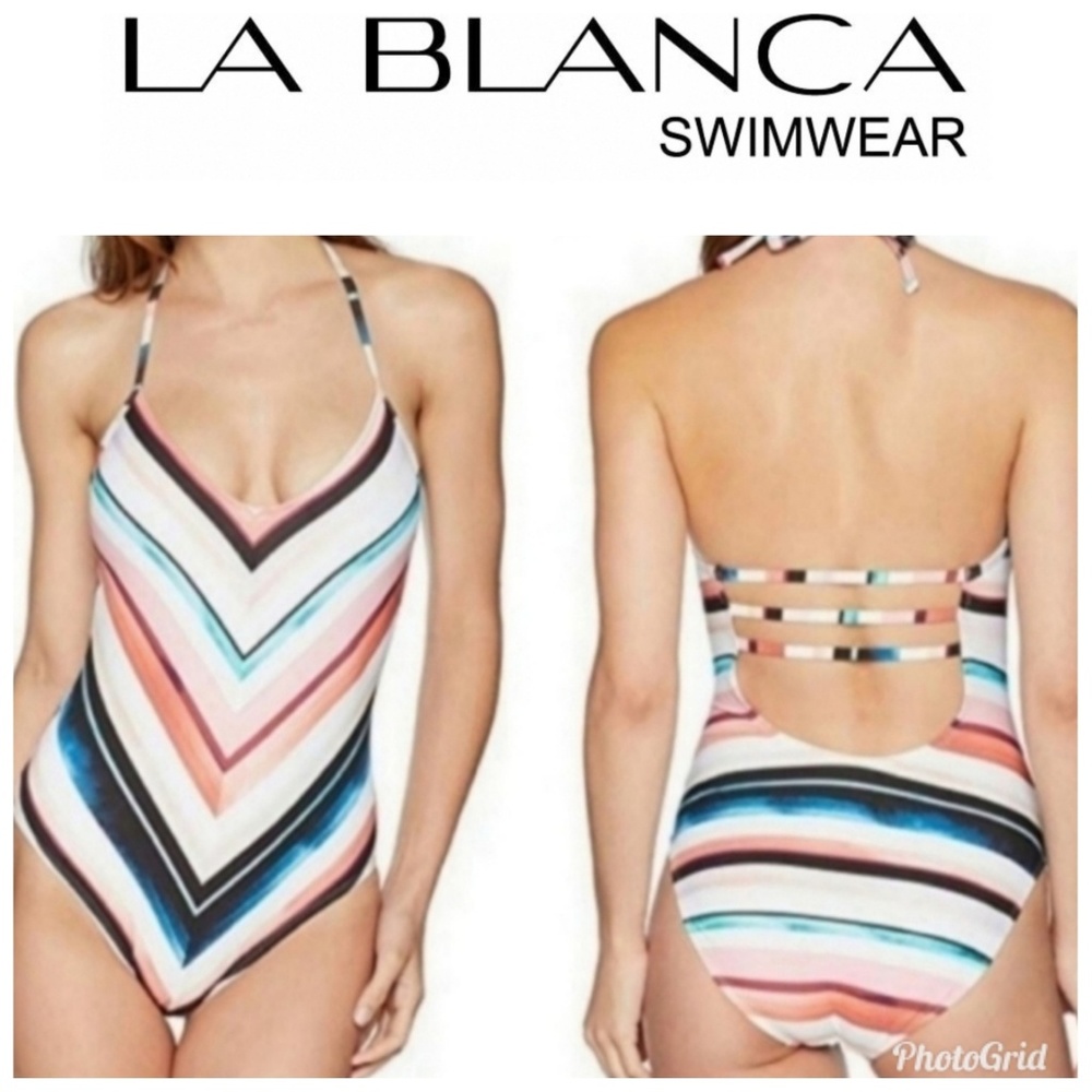 NEW La Blanca Meridian Stripe One-Piece Swimsuit - Picture 1 of 3